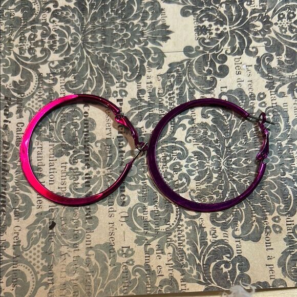 Vibrant Pink Hoop Earrings - Picture 1 of 4